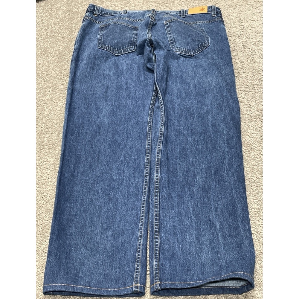 Dearborn Denim Men's Blue Stretch Straight Leg Jeans USA Made 38 x 34 Whiskering - Picture 5 of 8